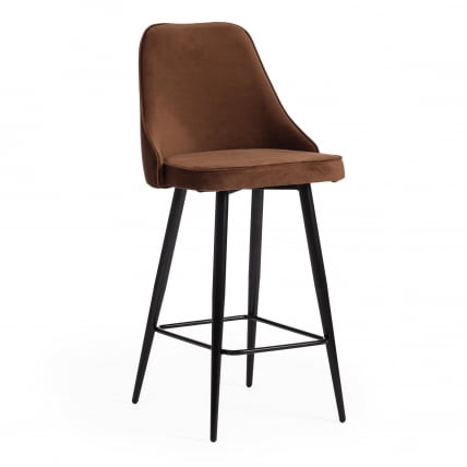 Стул барный KISH (mod. 714) ткань/металл, 50х57х110 см, высота до сиденья 78 см, коричневый barkhat 11/черный_0