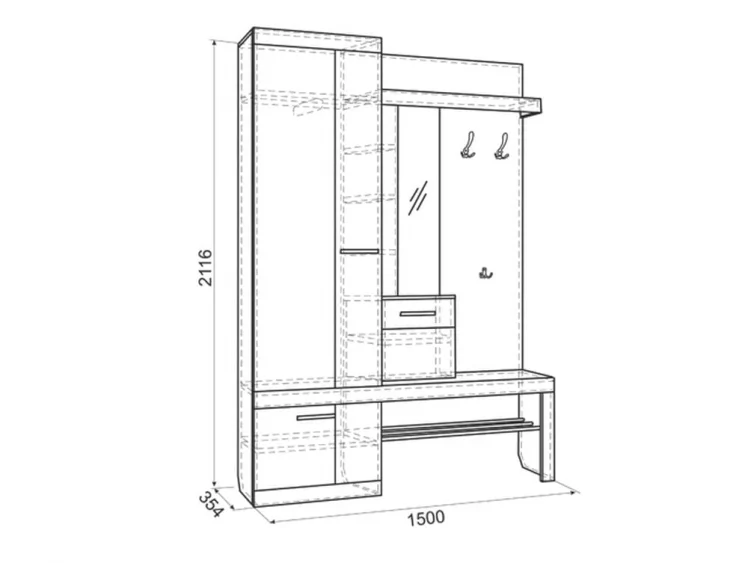 Прихожая Алекс PR-0028 Дуб сонома Скала_1