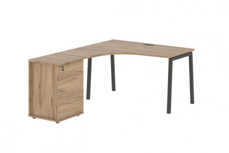 Стол эргономичный с тумбой (левый) EDIS ELCET 1318 L Дуб Денвер светлый Мокко_0