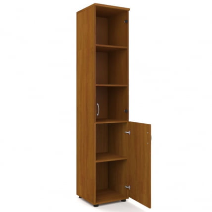 Шкаф для документов узкий с тонированными стеклами Р.П-2СТ Ясень светлый_1