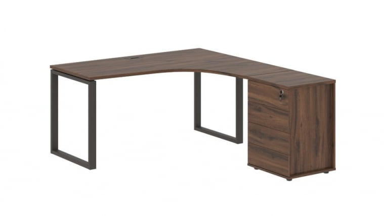Стол эргономичный с тумбой правый EDIS EQCET 1518 R Дуб Денвер темный Мокко_0