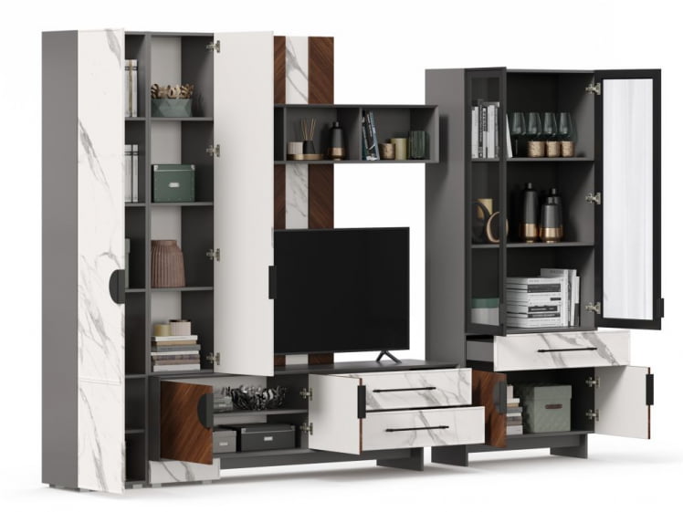 Набор мебели для гостиной Вилена №3 Оникс Серый/Орех/Монте белый_5