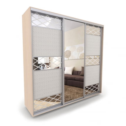 Шкаф-купе 3-х дверный Акцент-Лайн КР 1800х600 Дуб молочный_0