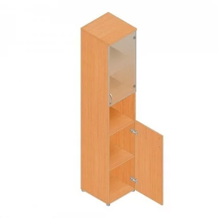 Шкаф для документов узкий с тонированными стеклами Р.П-4СТ бук Бавария_0