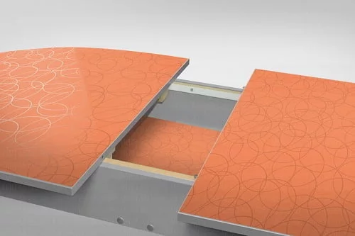 Стол обеденный Универсальный 32мм ХРОМ мет.напр. 3 кат. 103 2007 круги ЛДСП серый_2