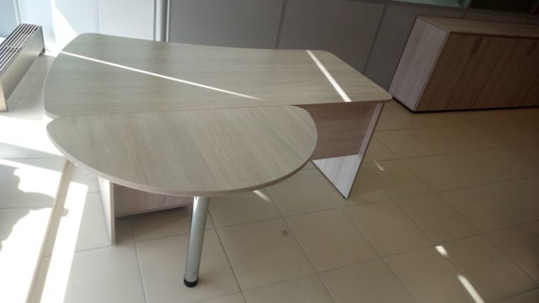 Приставка-полукруг для двух угловых столов Glassy 2.20 Дуб сантана светлый_2