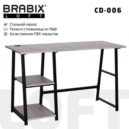 Стол на металлокаркасе BRABIX LOFT CD-006 Дуб антик_0