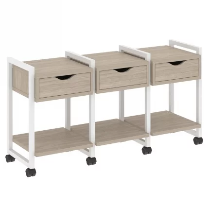 Тумба на колесных опорах наборная. Вариант №4 LOFT VR.L-TN-4.K Металл белый Дуб Аттик_0