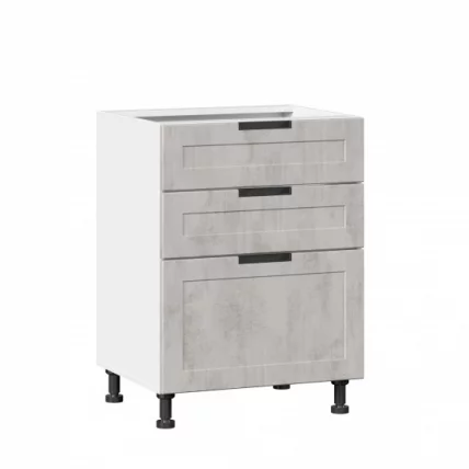 Тумба кухонная 600 с 3 ящиками (4) Джамис ЛД 296.140.000.009 Белый Белый камень_0