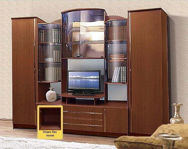 Стенка Александра 6 ЛДСП с молдингом, Орех Мария Луиза_3