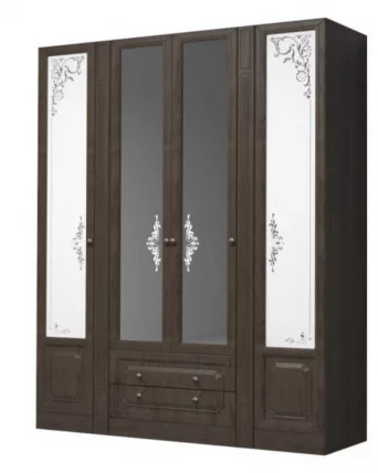 Шкаф четырехдверный для платья и белья Ева-11 06 Шоколад Венге_0