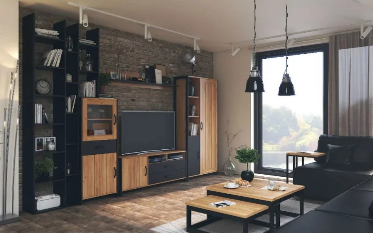 Гостиная Техно №3 Дуб золотой/Чёрный_0