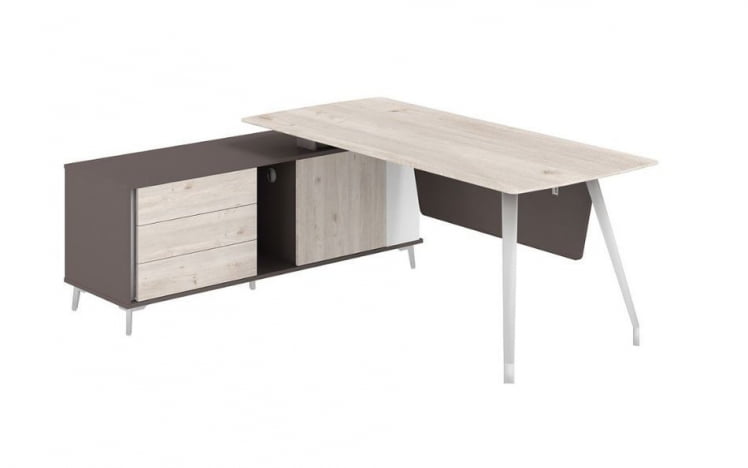 Стол руководителя на опорной тумбе левый Сирио СР.101.ДН.ВФ.Л Дуб Тоскана Вольфрам / Sirio SR.101.DN.WF.L_0
