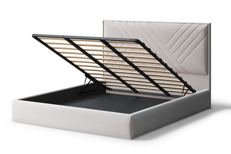 Кровать МИРА 2000*1400мм (без опор), велюр НЕО 02 (бежевый), (б/основания, б/матраса) / NEO_2