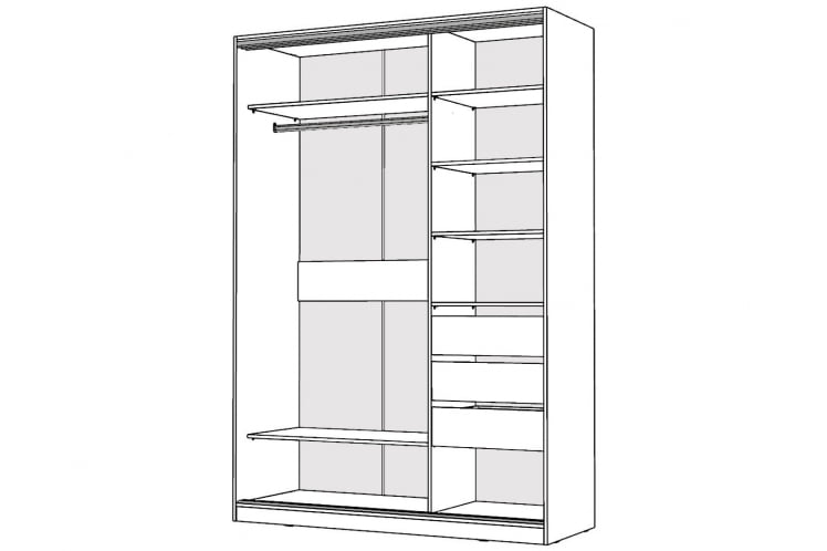 Шкаф-купе 2-х дверный Виктория 1400х584х2300, Белый 14ДЗЗЗДЗЗЗ-ПЯ-Б 310-194_1