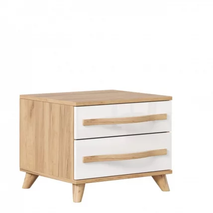 Тумба прикроватная Марта-2 ЛД 406.100.000 Дуб золотой Белый глянец_0