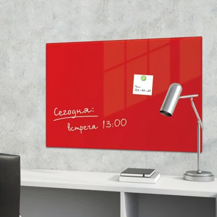 Доска магнитно-маркерная стеклянная BRAUBERG 40х60 см Красная_1