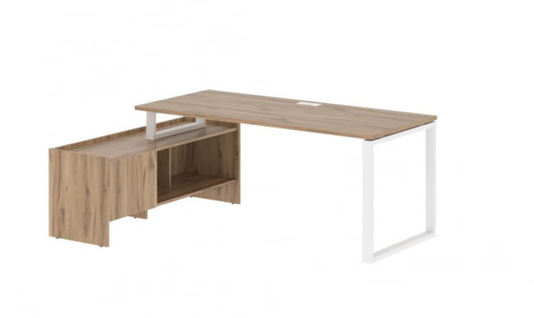 Стол с тумбой EDIS EQCT 19814 Дуб Денвер светлый Белый_0