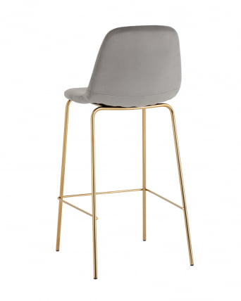 Стул барный Валенсия SN золотые ножки велюр Серый_4