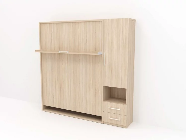 Кровать-трансформер Смарт 1 со шкафом 1400 правый Белая шагрень_0