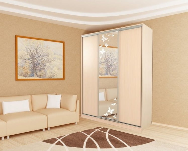 Шкаф-купе Бассо 1-600 бабочки Дуб млечный_2