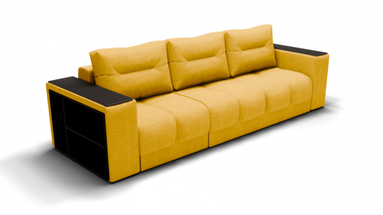 Диван Барон- 2 трансформер угловой (ЗР) Цвет фасада: Желтый; Тип: Прямой; Материал фасада: Металл/Велюр_0
