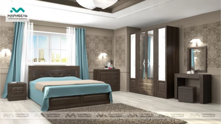 Шкаф четырехдверный для платья и белья Ева-11 06 Шоколад Венге_2