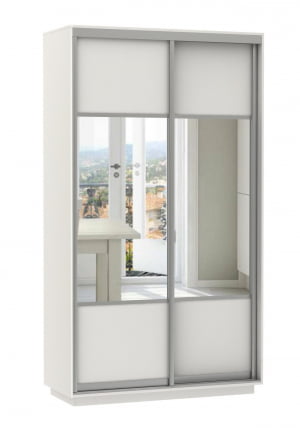 Шкаф-купе двухдверный Экспресс Дуо Комби 1200х2200h Белый снег_0