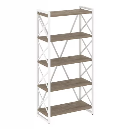 Стеллаж на регулируемых опорах - 5 полок LOFT VR.L-MST.O-5.8 Металл белый Тиквуд темный_0