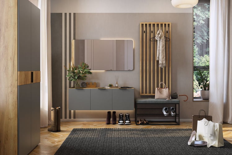 Прихожая Бери К6 Дуб крафт золотой/белое дерево_0