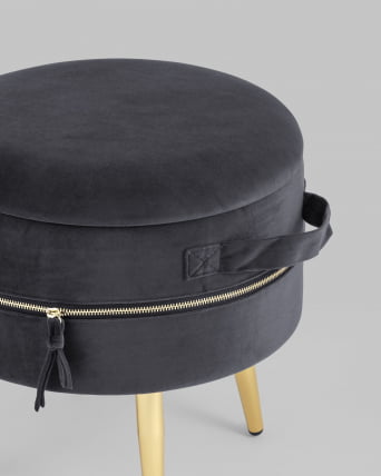 Пуф Тильда с ящиком велюр Антрацит_3