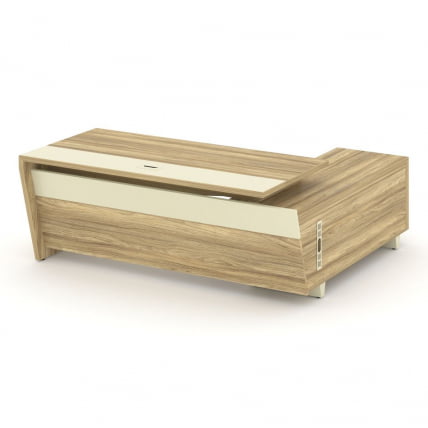 Стол руководителя с опорной тумбой, левый Corner COR.SRT-20(L) Гикори Песочный Ваниль_0