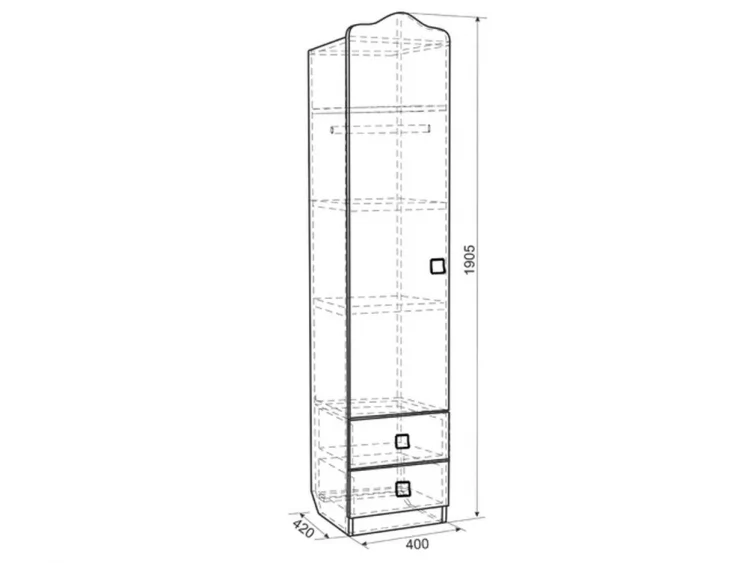 Шкаф комбинированный с ящиками одностворчатый Фэнтези MDF-02 Белый рамух_1