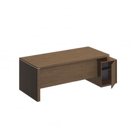 Стол руководителя левый на опорной тумбе малой VELAR ВЛ 148 ДТ Дуб табачный_1