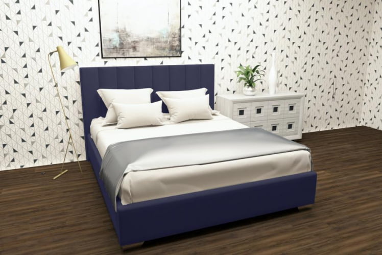 Мягкая интерьерная кровать Терра с ортопедическим основанием Цвет фасада: Синий; Материал фасада: Металл/Велюр; Спальное место: 1200х2000 мм_0