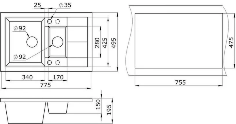 Кухонная мойка GRANULA 7802 Базальт_2