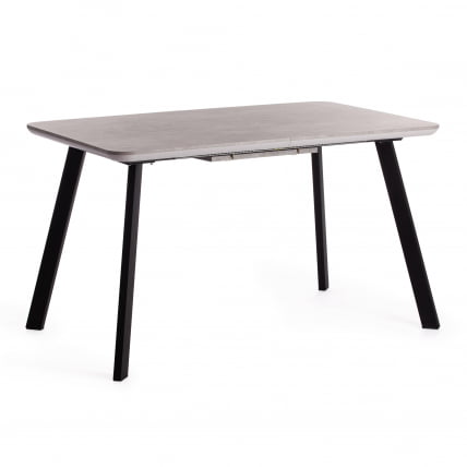 Стол обеденный NELSON МДФ/ЛДСП/металл, 128-170х80х75 см, Бетон/Черный_0