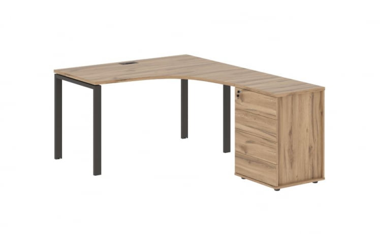 Стол эргономичный с тумбой правый EDIS EUCET 1318 R Дуб Денвер светлый Мокко_0