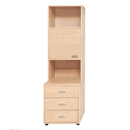 Стеллаж открытый Modul 4 с тумбой, ящиками и дверкой Клен_0