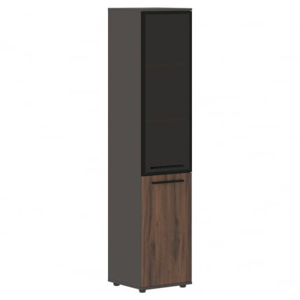 Шкаф-колонка комбинированная с дверью в металлической раме левый ЕДИС ЕХCС 42.7 Л Дуб Денвер темный Черный Мокко / EDIS EHCS L_0