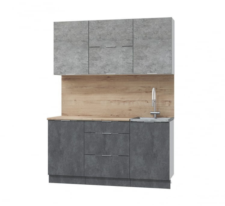 Кух. гарнитур Асти-бетон 1.6, белый/бетон светлый/ бетон темный/ ПФ дуб бунратти (б/с 500)_0