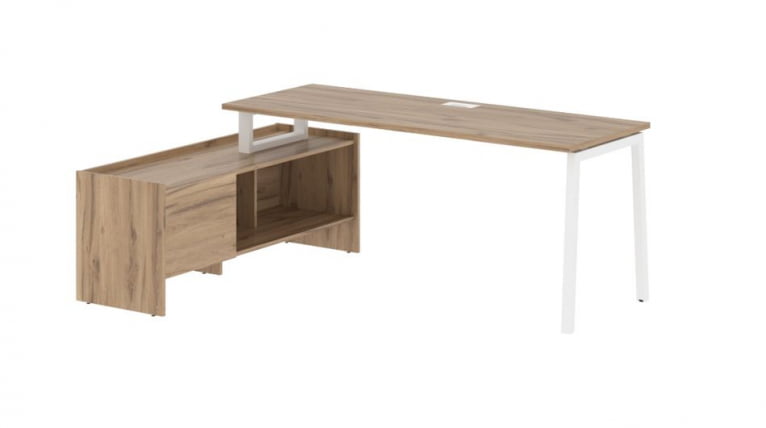 Стол с тумбой EDIS ELCT 19614 Дуб Денвер светлый Белый_0