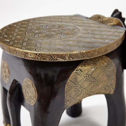 Столик Secret De Maison GOLDEN SLON ( mod. ND-006) дерево манго/латунная чеканка, 40х30х31 см, этническая роспись_5