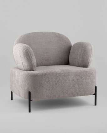 Кресло Кэнди ткань букле с подлокотниками светло-серый_0