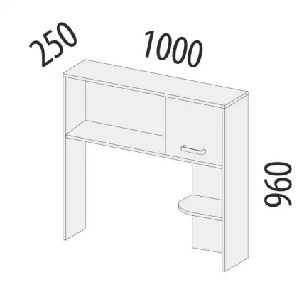 Надстройка Эверест 500.20 Дуб Кронберг/Белый шпон/Плаза Стоун_1