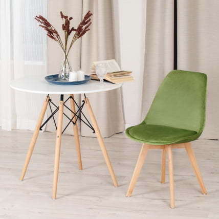 Стул TULIP SOFT (mod. 74) вельвет/дерево , 54 х 47 х 83 см , зеленый (HLR 54)/натуральный_8