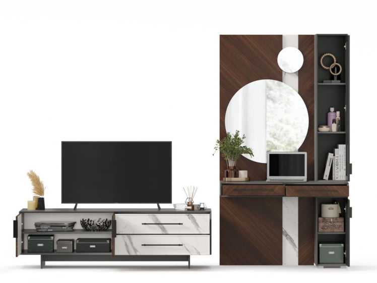 Набор мебели для гостиной Вилена №7 Серый/Орех/Монте белый_5