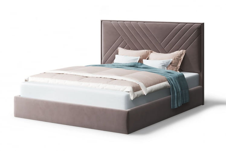 Кровать МИРА 2000*1400мм (без опор), велюр Бренди лайт 05 (кофе), (б/основания, б/матраса)_0