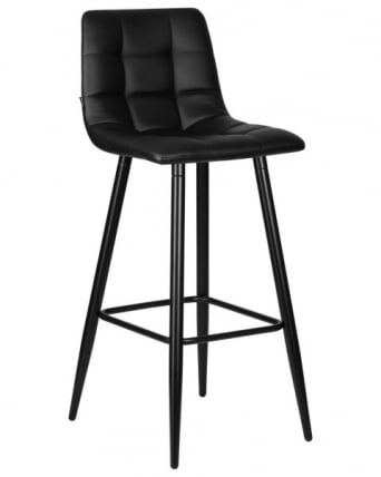 Стул барный ДОБРИН НИCОЛЕ (черные матовые ножки, черная экокожа (П-01)) 2 шт / DOBRIN NICOLE (P-01))_1