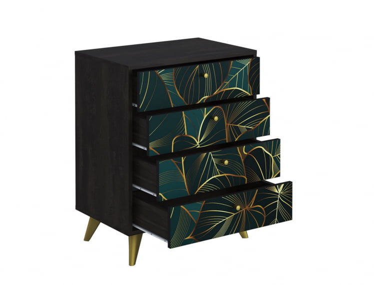 Комод Фьюжн КМ-001 АРТ Угольный камень/TROPICAL_1